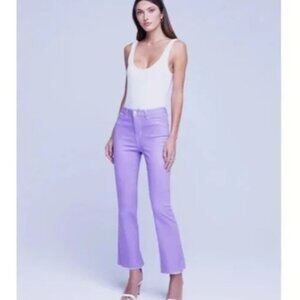L'AGENCE Kendra High Rise Crop Flare Jeans In Orchid Natural Size 26